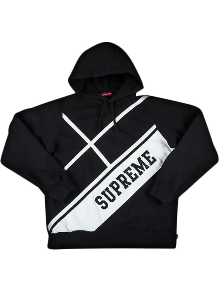 Толстовка Supreme Diagonal Hooded Sweatshirt 'Black' — изображение 1 из 1, черный