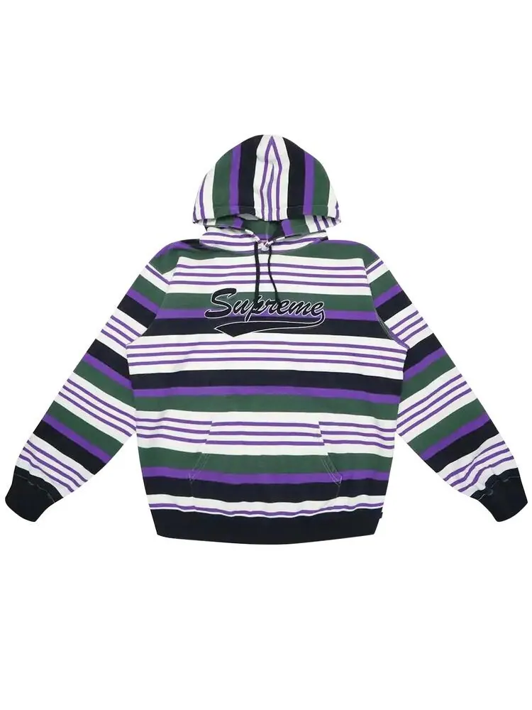 Толстовка Supreme Striped Hooded Sweatshirt Black — изображение 1 из 1, черный