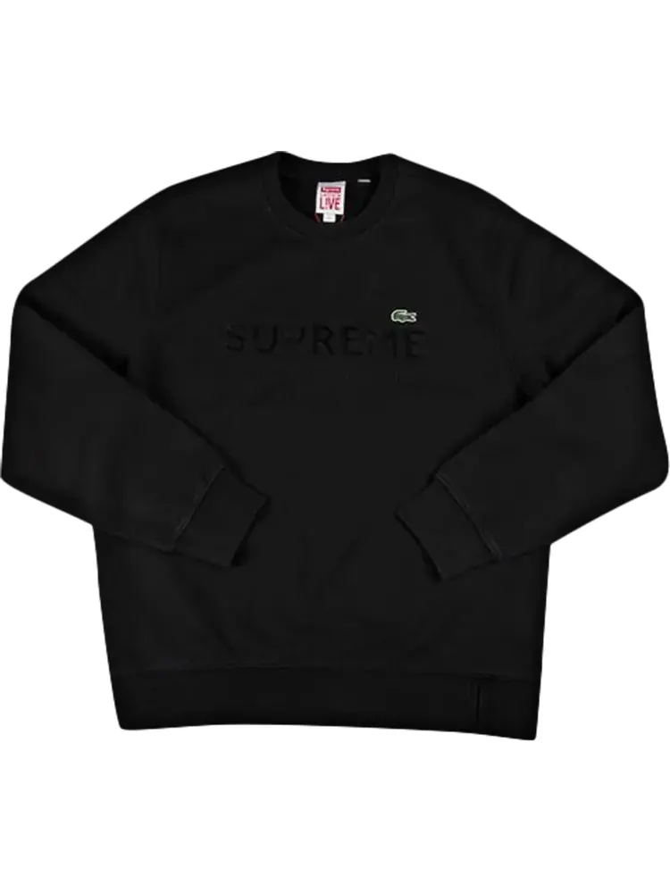 Толстовка Supreme x Lacoste Crewneck 'Black' — изображение 1 из 1, черный