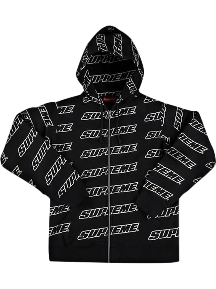 Толстовка Supreme Repeat Zip Up Hooded Sweatshirt 'Black' — изображение 1 из 1, черный