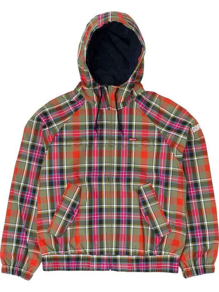 Куртка Supreme GORE-TEX Hooded Harrington Jacket 'Olive Plaid' — изображение 1 из 1, зеленый