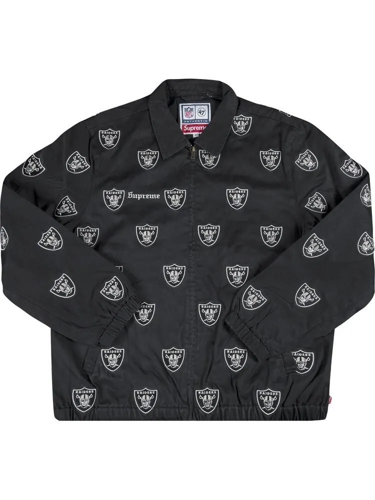 Куртка Supreme x NFL Raiders '47 Embroidered Harrington Jacket 'Black' — изображение 1 из 2, черный