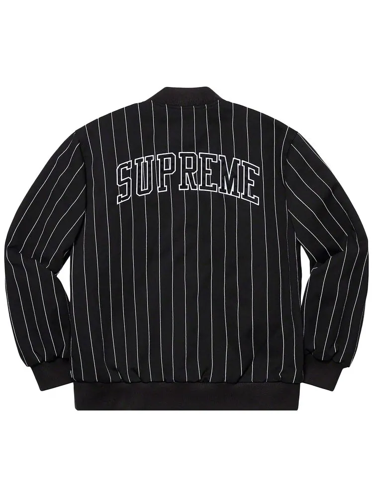 Куртка Supreme Pinstripe Varsity Jacket 'Black' — изображение 2 из 2, черный