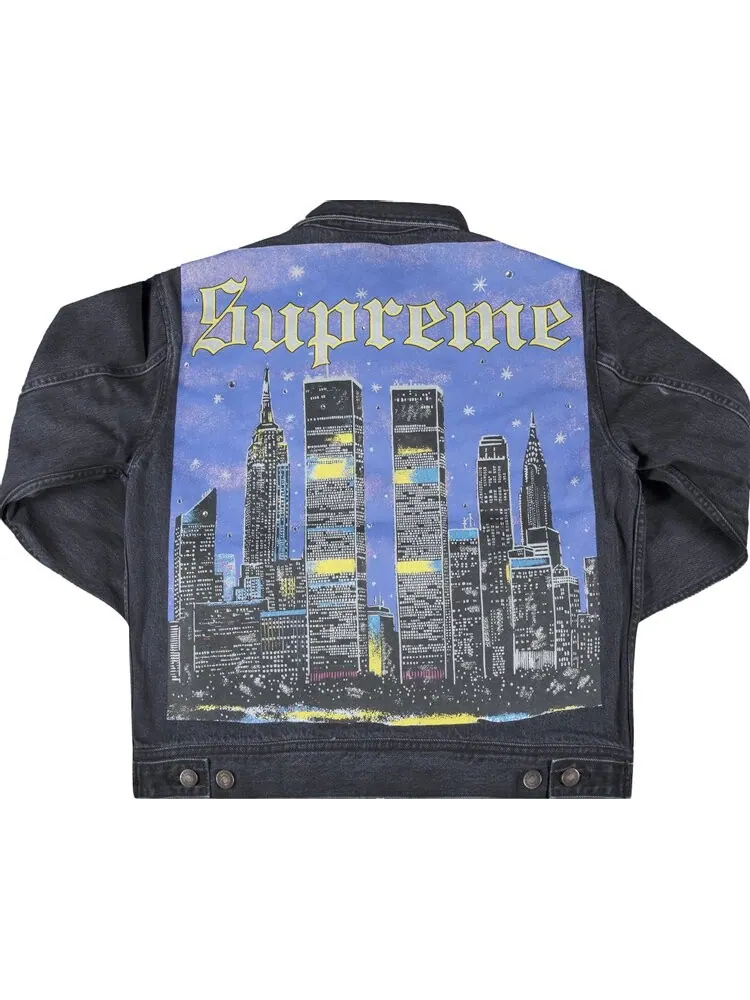 Куртка Supreme New York Painted Trucker Jacket 'Black' — изображение 2 из 3, черный