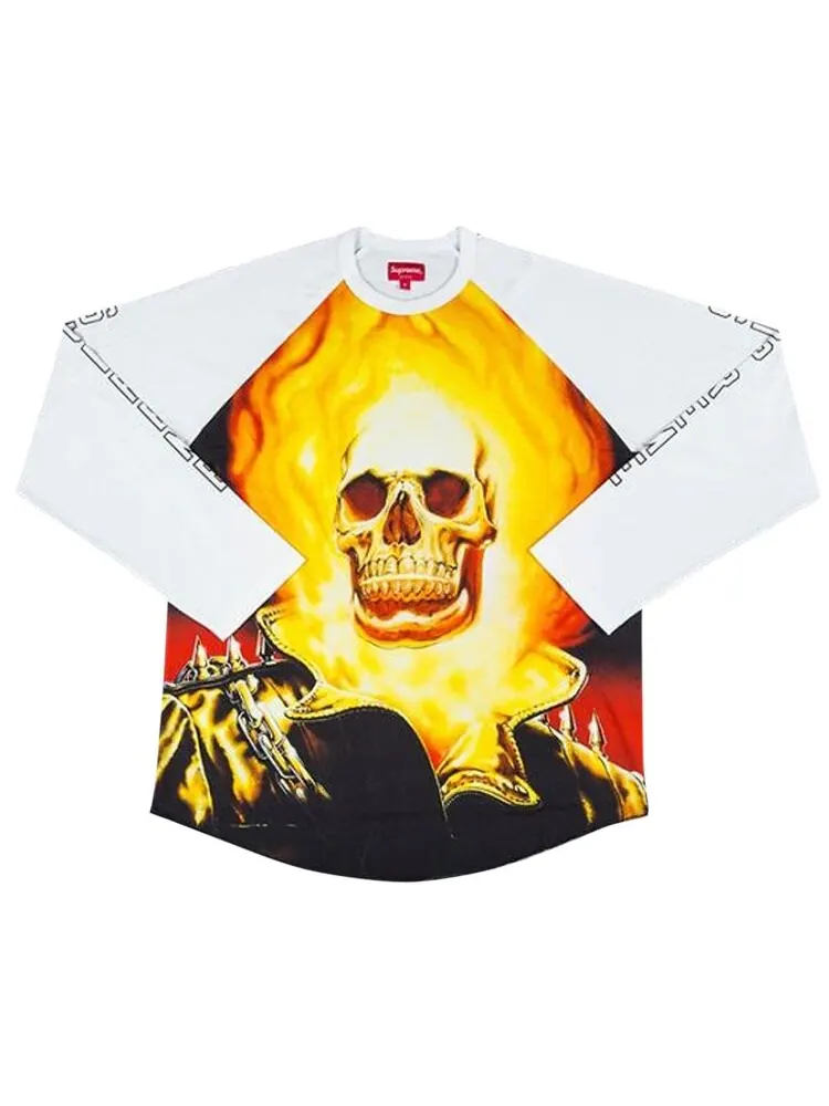 Лонгслив Supreme Ghost Rider Raglan Long-Sleeve Top 'White' — изображение 1 из 1, белый