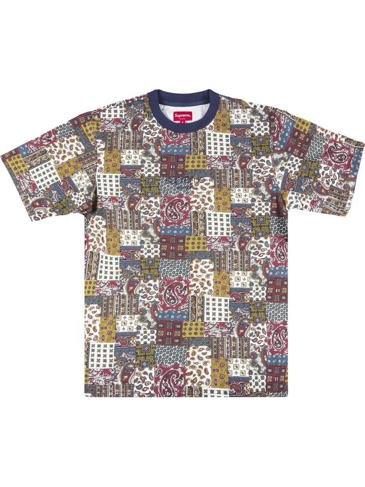 Футболка Supreme Patchwork Paisley Short-Sleeve Top 'Red' — изображение 1 из 2, красный