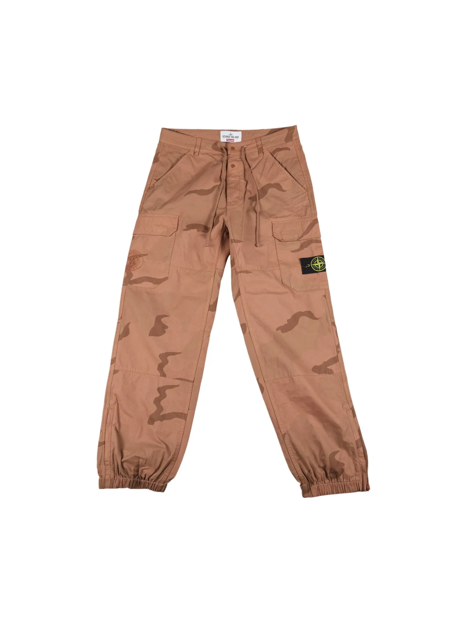 Брюки карго с камуфляжным принтом Supreme x Stone Island, цвет Коралл — изображение 1 из 2