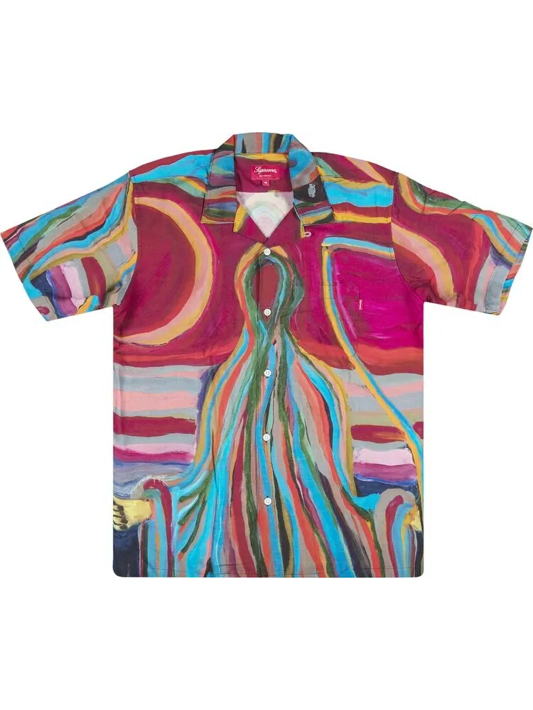 Рубашка Supreme Reaper Rayon Short-Sleeve Shirt 'Burgundy' — изображение 1 из 2, красный