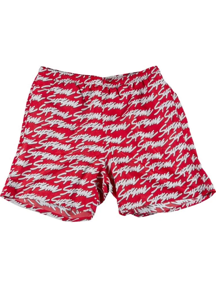 Шорты Supreme Signature Script Logo Water Short 'Red' — изображение 1 из 1, красный