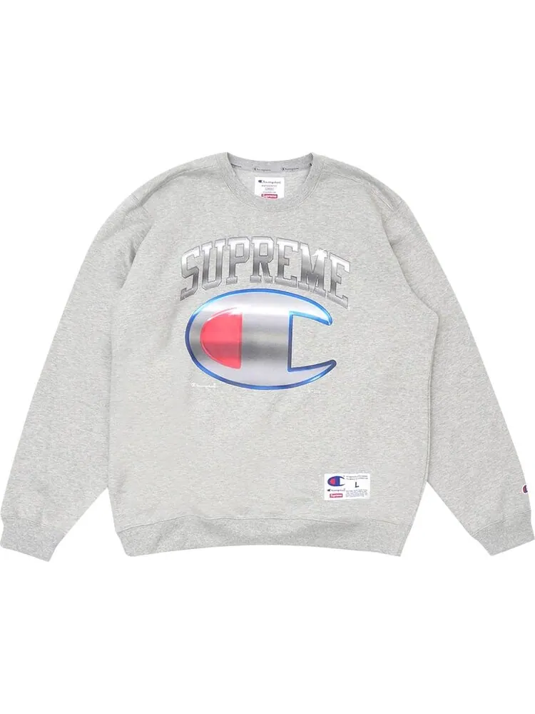 Толстовка Supreme x Champion Chrome Crewneck 'Heather Grey' — изображение 1 из 1, серый