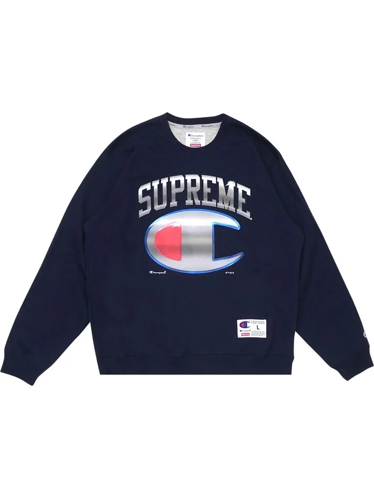 Толстовка Supreme x Champion Chrome Crewneck 'Navy' — изображение 1 из 1, синий
