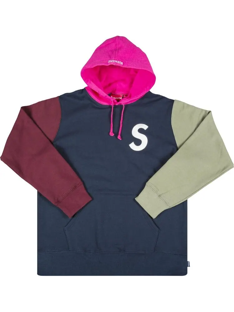 Толстовка Supreme S Logo Colorblocked Hooded Sweatshirt 'Navy' — изображение 1 из 2, синий