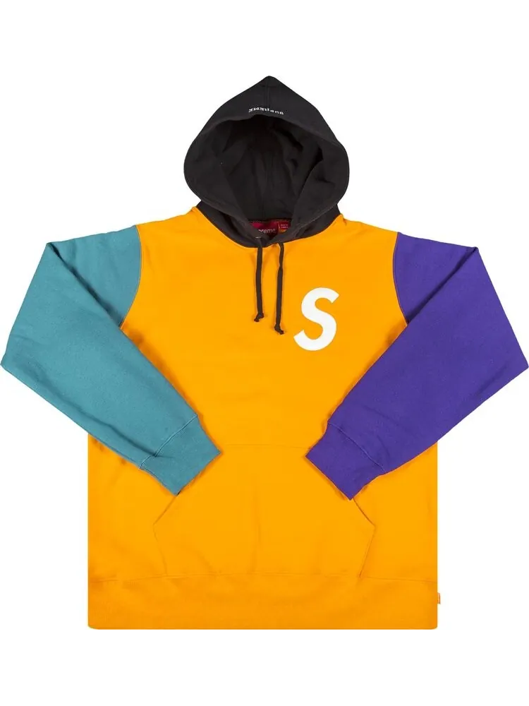 Толстовка Supreme S Logo Colorblocked Hooded Sweatshirt 'Orange' — изображение 1 из 2, оранжевый