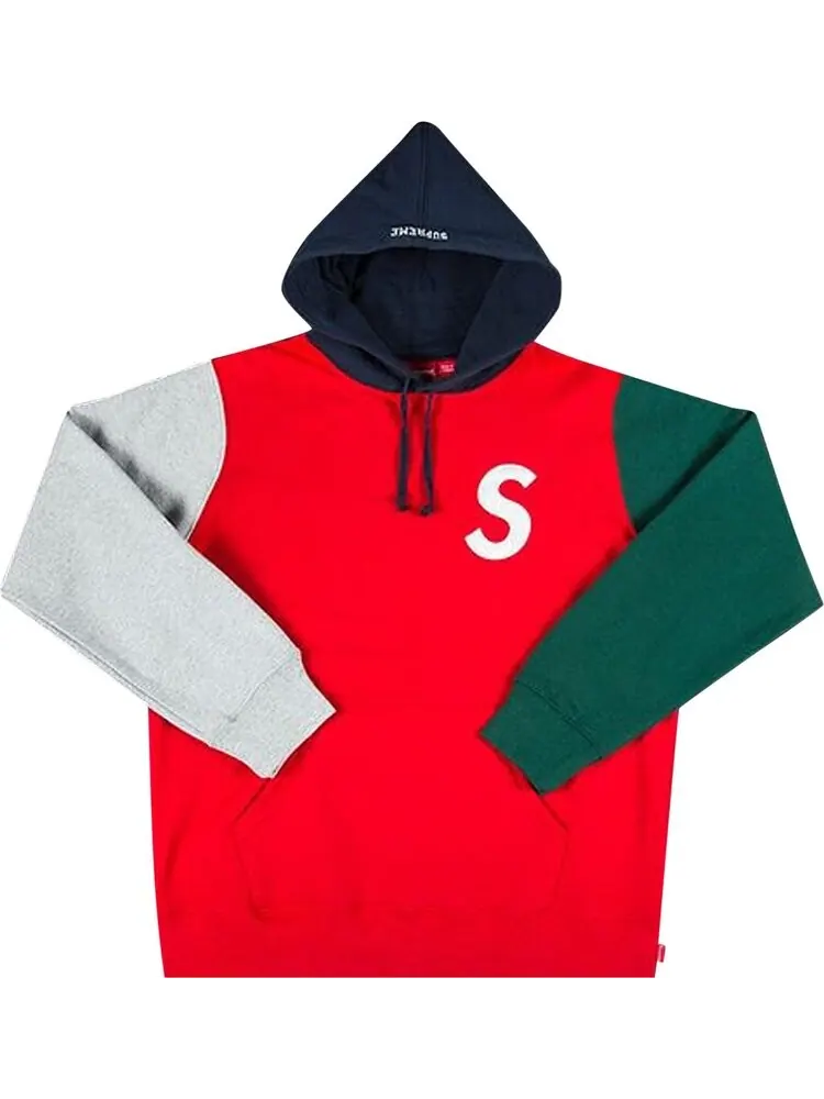 Толстовка Supreme S Logo Colorblocked Hooded Sweatshirt 'Red' — изображение 1 из 1, красный