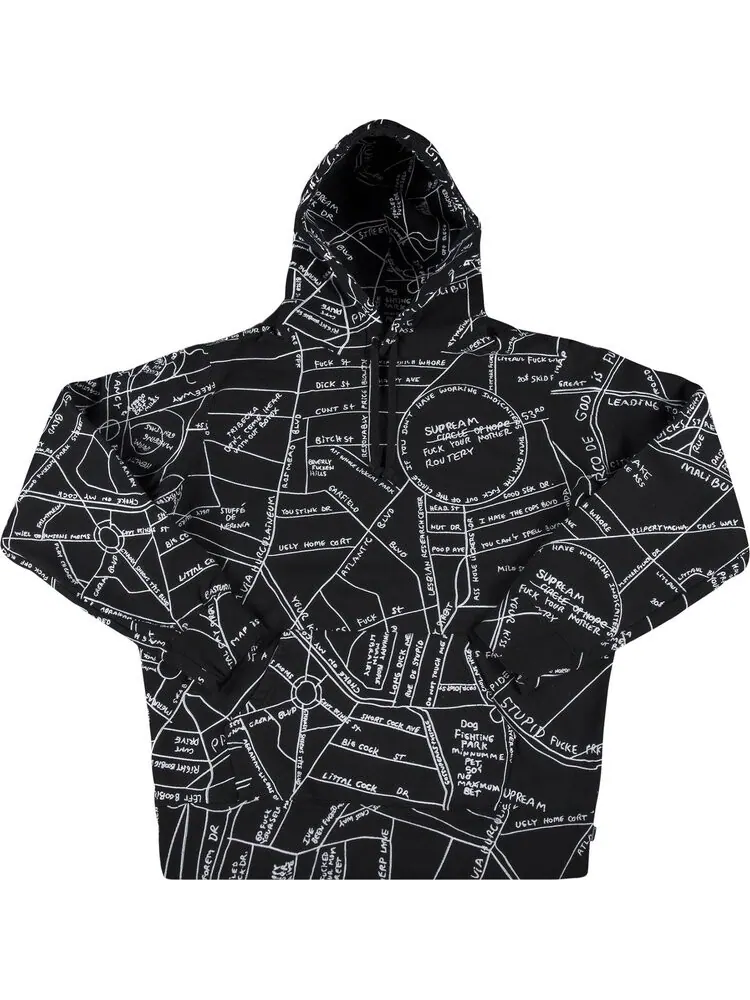 Толстовка Supreme Gonz Embroidered Map Hooded Sweatshirt 'Black' — изображение 1 из 2, черный
