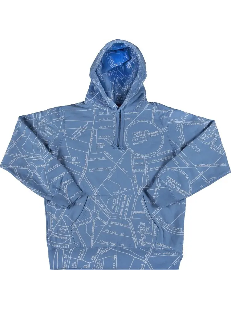 Толстовка Supreme Gonz Embroidered Map Hooded Sweatshirt 'Blue' — изображение 1 из 2, синий