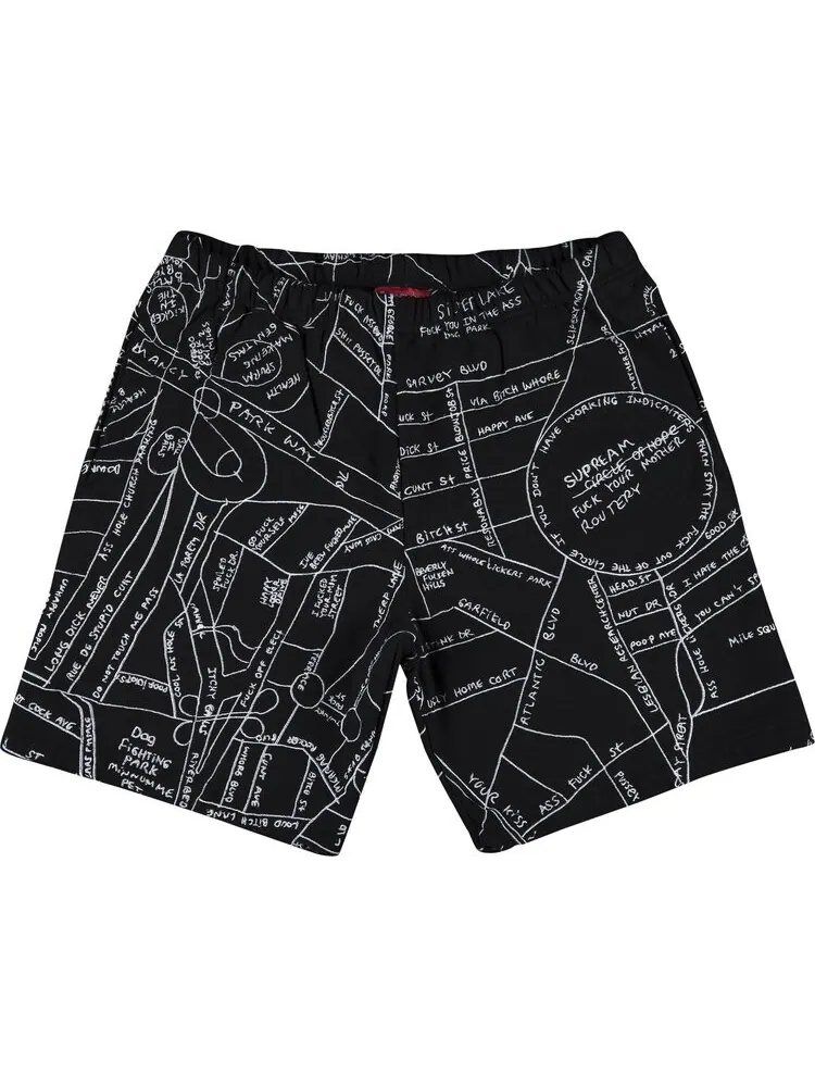 Спортивные шорты Supreme Gonz Embroidered Map Sweatshort 'Black' — изображение 1 из 2, черный