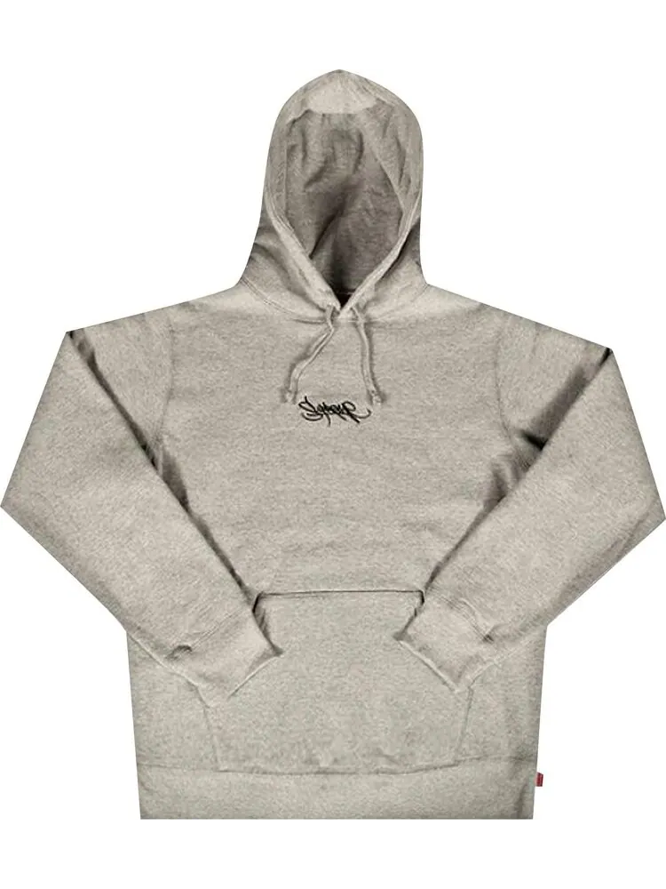 Толстовка Supreme Tag Logo Hooded Sweatshirt 'Heather Grey' — изображение 1 из 1, серый
