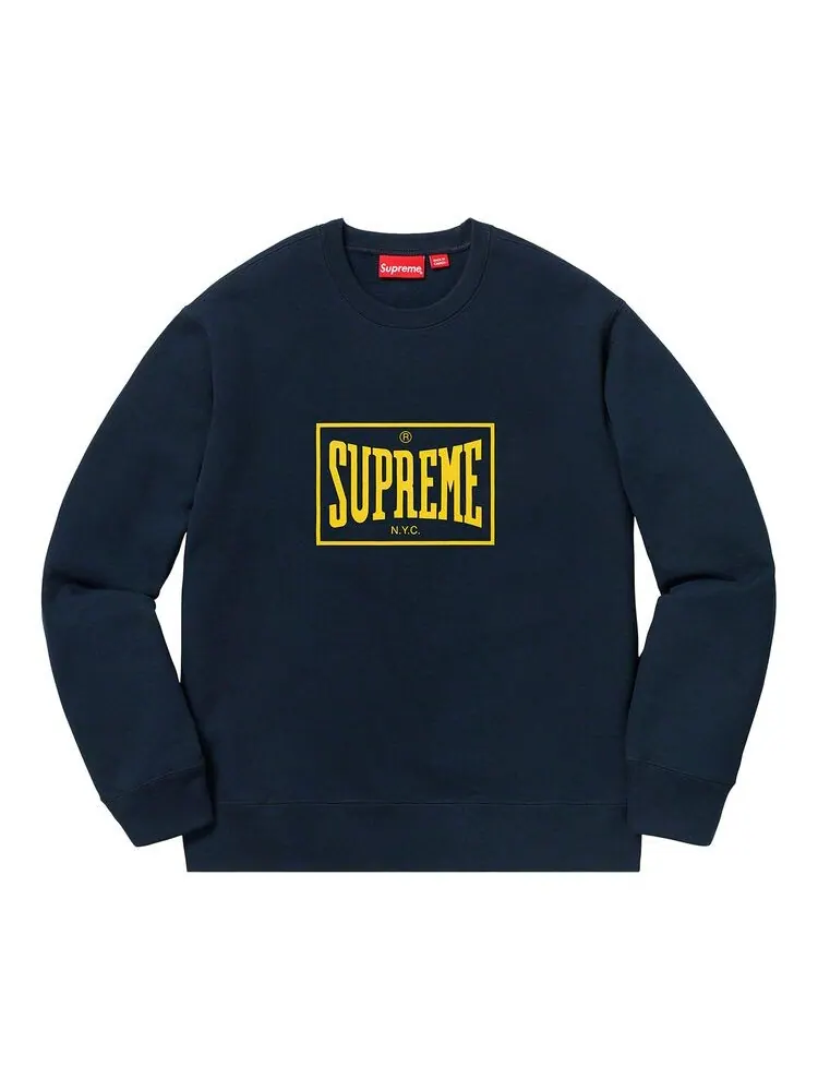 Толстовка Supreme Warm Up Crewneck Navy — изображение 1 из 1, темно-синий