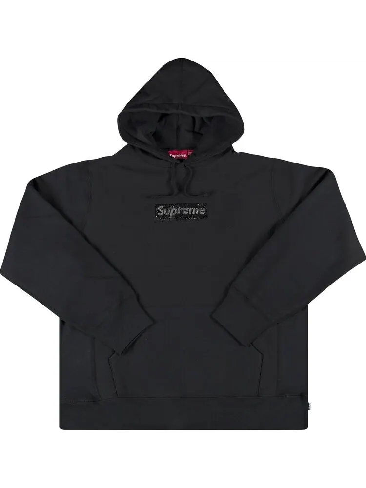 Толстовка Supreme x Swarovski Box Logo Hooded Sweatshirt 'Black' — изображение 1 из 2, черный