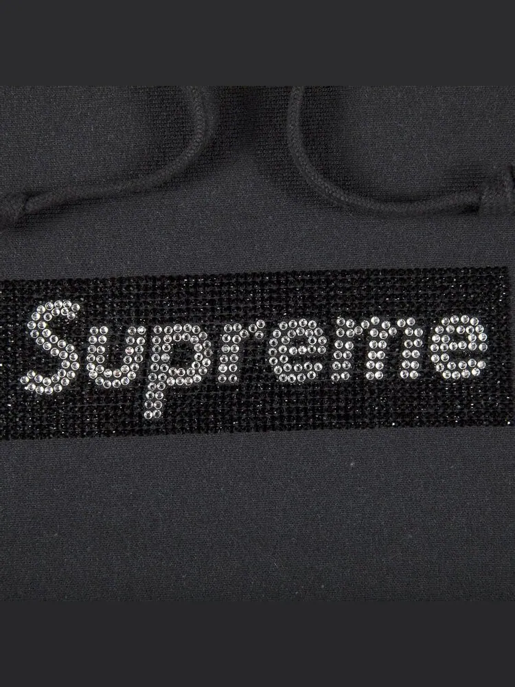 Толстовка Supreme x Swarovski Box Logo Hooded Sweatshirt 'Black' — изображение 2 из 2, черный