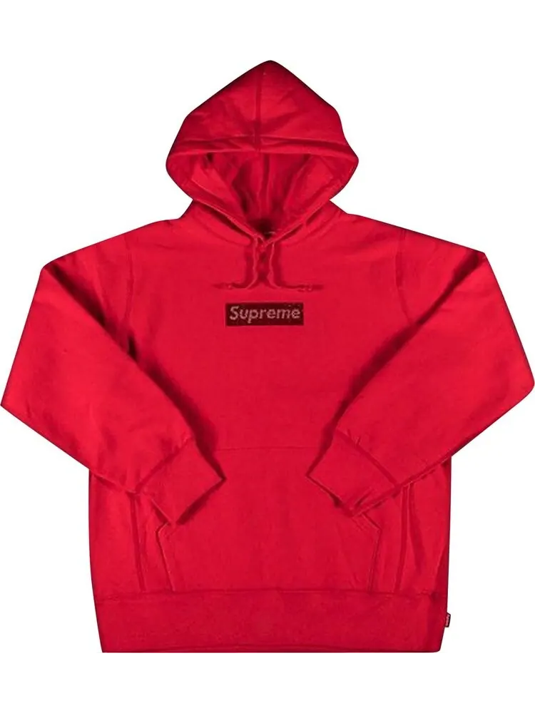 Толстовка Supreme x Swarovski Box Logo Hooded Sweatshirt 'Red' — изображение 1 из 1, красный