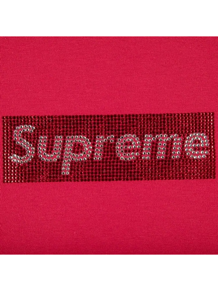 Футболка Supreme x Swarovski Box Logo T-Shirt 'Red' — изображение 2 из 2, красный