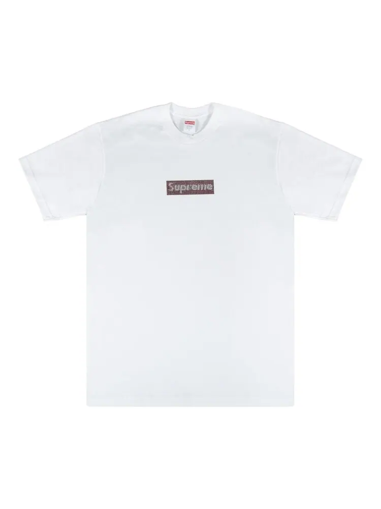 Футболка Supreme x Swarovski Box Logo T-Shirt 'White' — изображение 1 из 2, белый