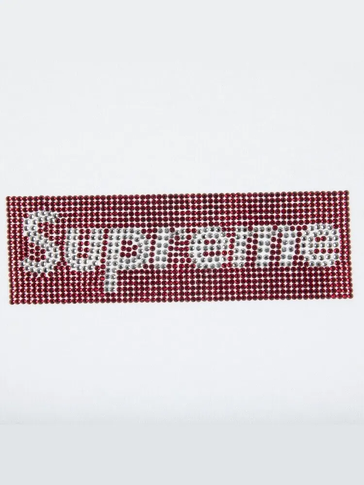 Футболка Supreme x Swarovski Box Logo T-Shirt 'White' — изображение 2 из 2, белый