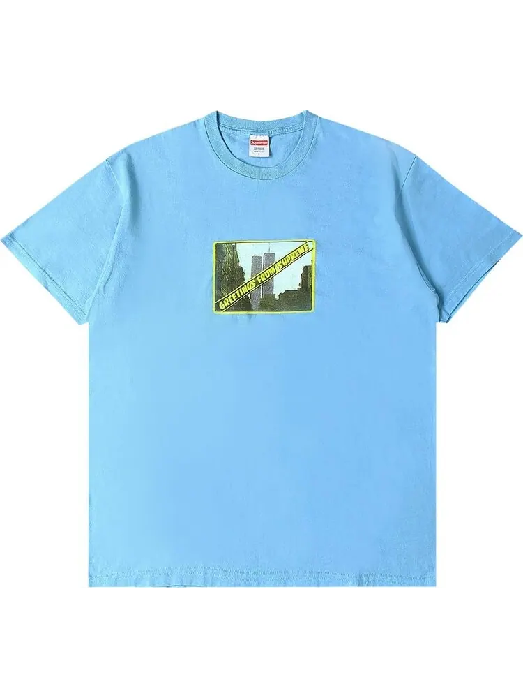 Футболка Supreme Greetings Tee 'Light Slate' — изображение 1 из 1, синий