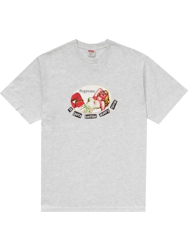 Футболка Supreme It Gets Better Every Time Tee 'Ash Grey' — изображение 1 из 1, серый