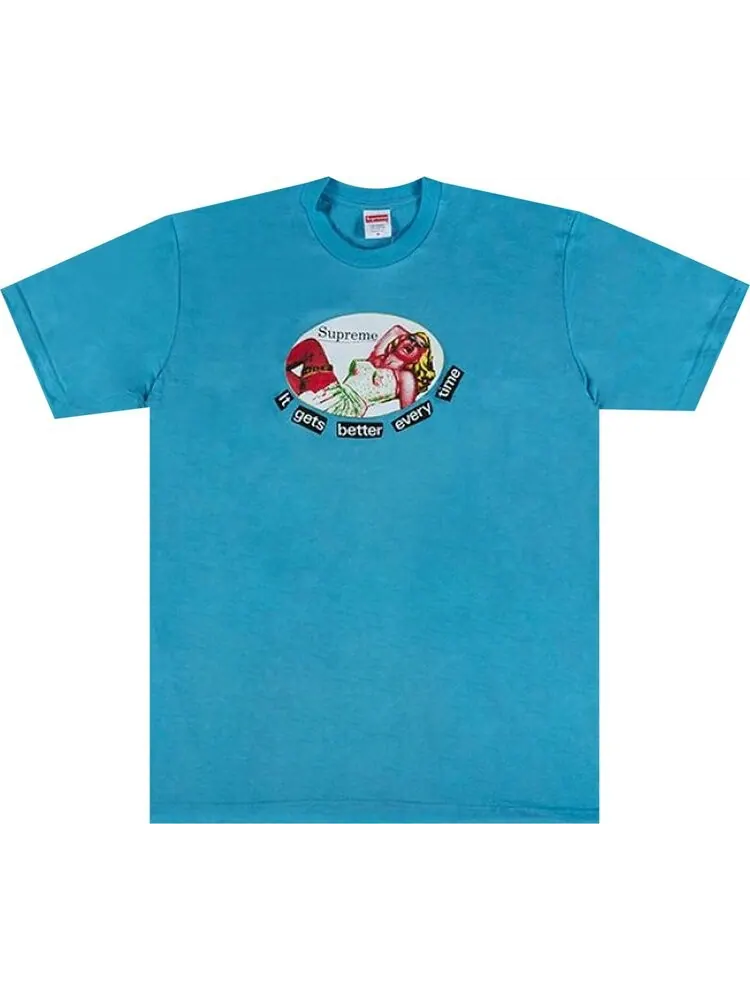 Футболка Supreme It Gets Better Every Time Tee 'Light Slate' — изображение 1 из 1, синий
