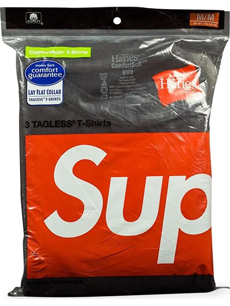 Футболки Supreme x Hanes Cotton Comfort Soft 3 шт. — изображение 1 из 1, черный