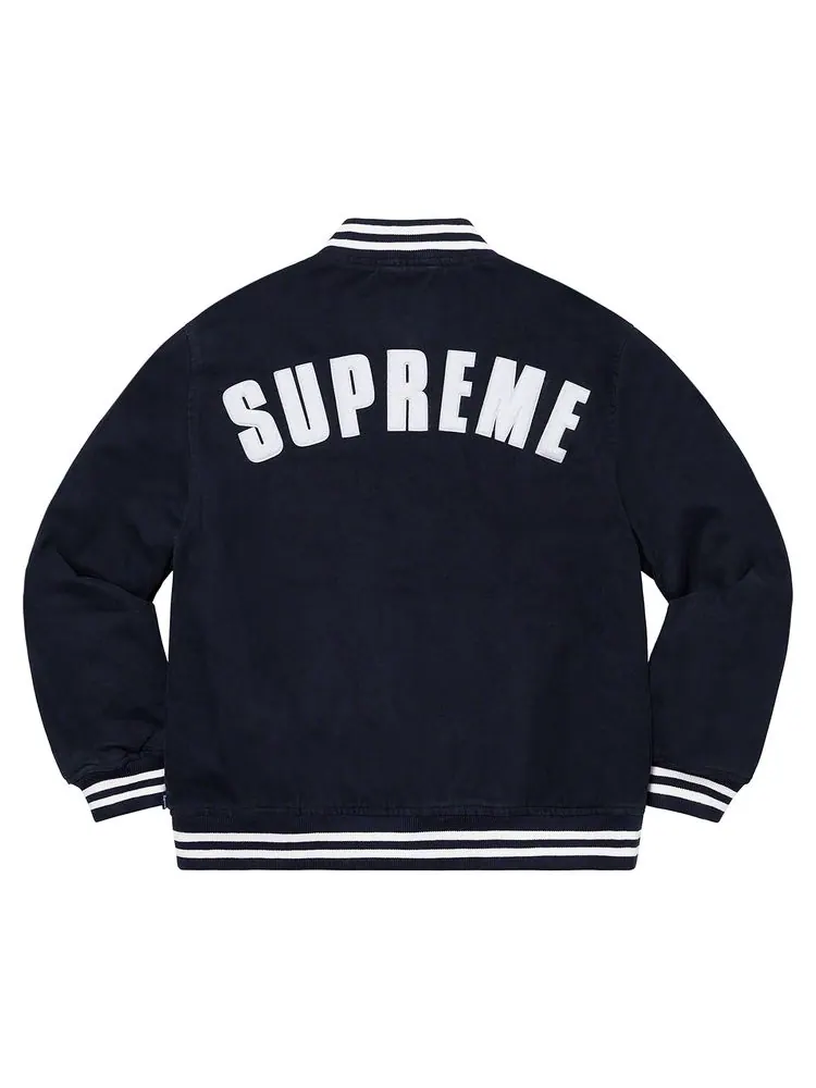 Куртка Supreme x New Era x MLB Varsity Jacket 'Navy' — изображение 2 из 2, темно-синий