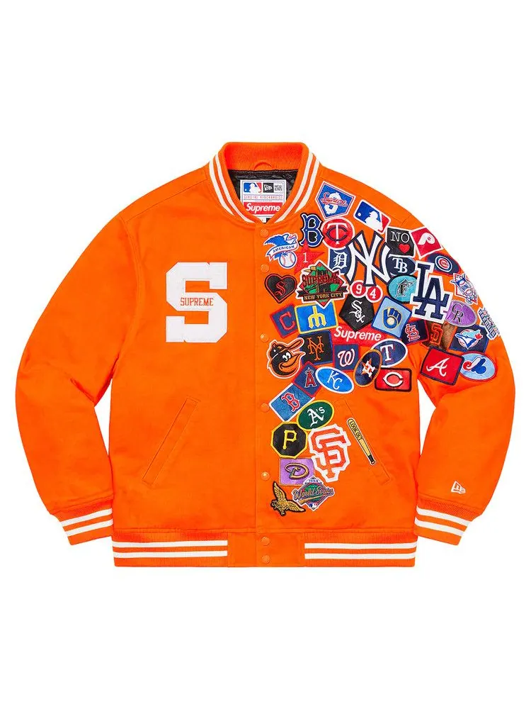 Куртка Supreme x New Era x MLB Varsity Jacket — изображение 1 из 2, оранжевый