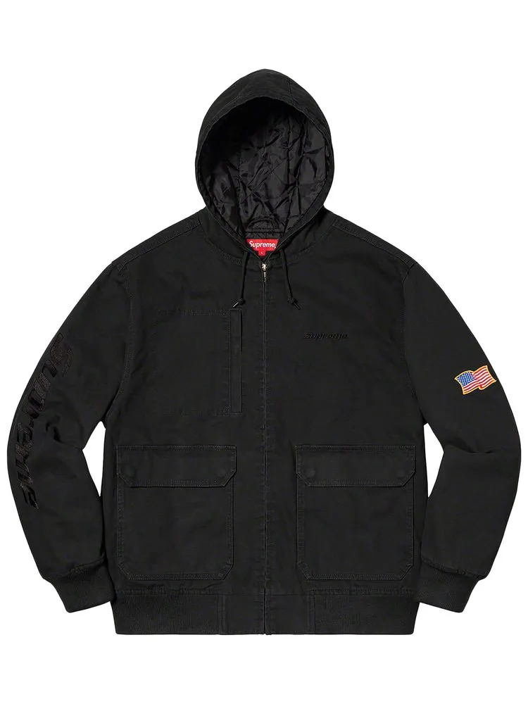 Куртка Supreme Canvas Hooded Work Jacket 'Black' — изображение 1 из 1, черный
