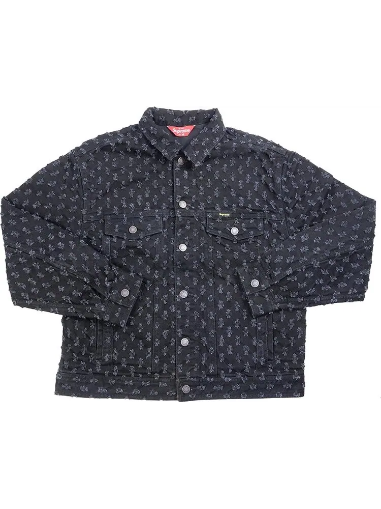 Куртка Supreme Hole Punch Denim Trucker Jacket 'Black' — изображение 1 из 1, черный