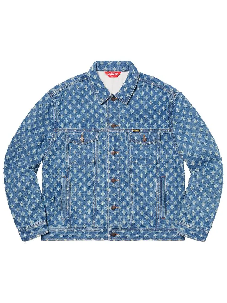 Куртка Supreme Hole Punch Denim Trucker Jacket 'Blue' — изображение 1 из 2, синий
