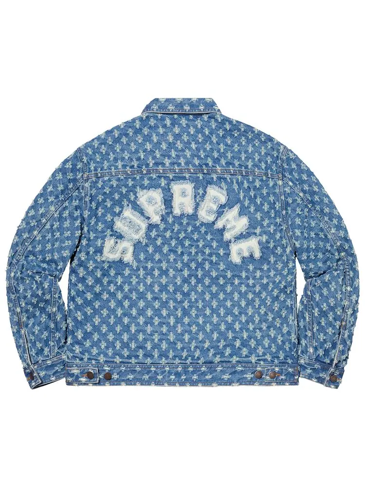 Куртка Supreme Hole Punch Denim Trucker Jacket 'Blue' — изображение 2 из 2, синий