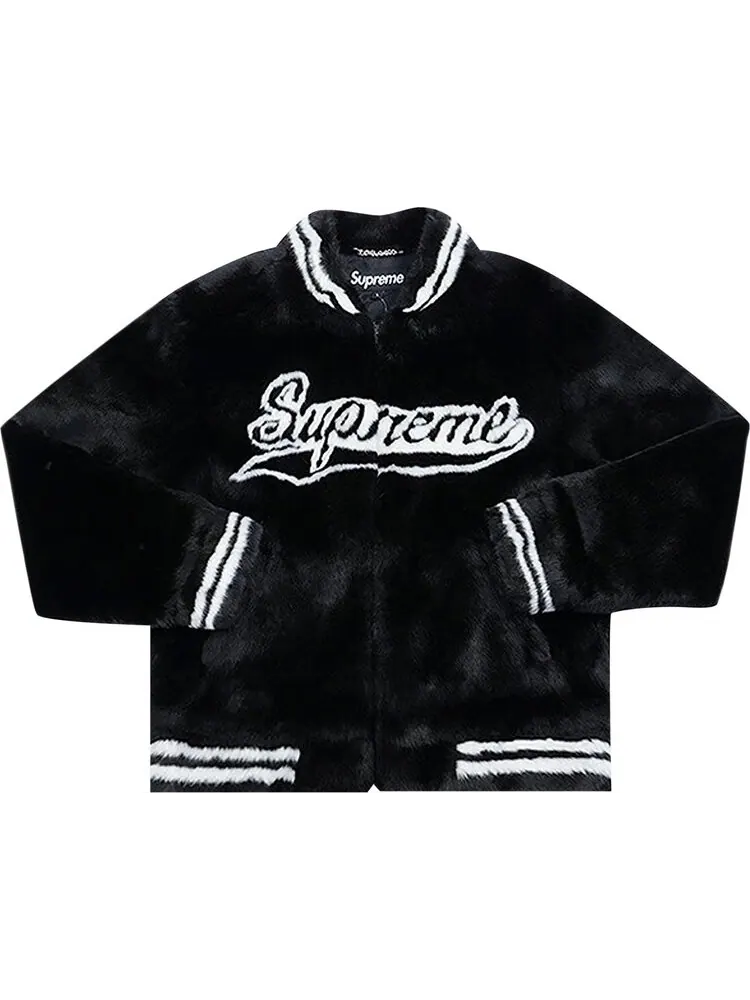 Куртка Supreme Faux Fur Varsity Jacket 'Black' — изображение 1 из 1, черный