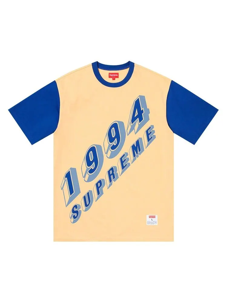 Футболка Supreme Bevel Text Ringer Tee Light Yellow — изображение 1 из 1, светлый желтый