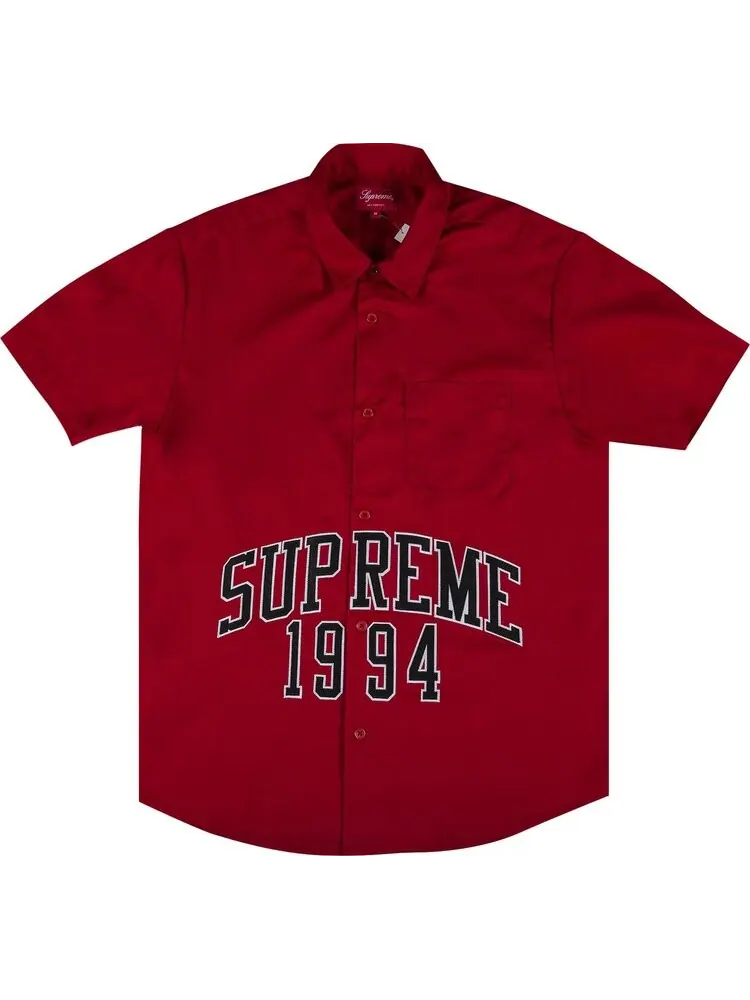 Рубашка Supreme Arc Logo Short-Sleeve Work Shirt 'Red' — изображение 1 из 2, красный