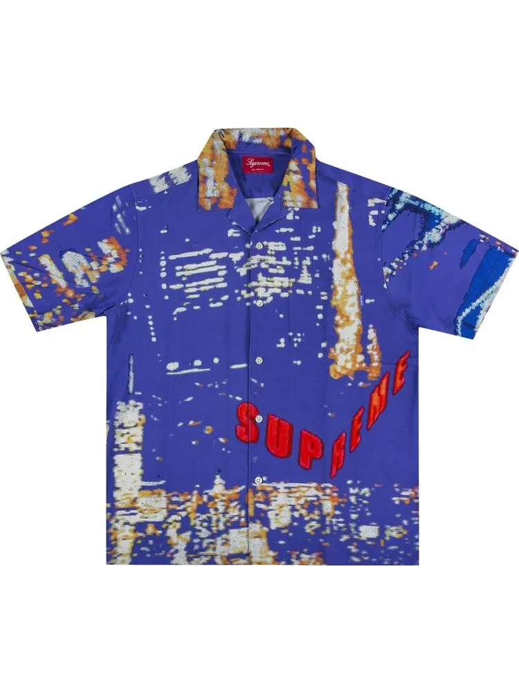 Рубашка Supreme City Lights Rayon Short-Sleeve Shirt 'Purple' — изображение 1 из 2, фиолетовый