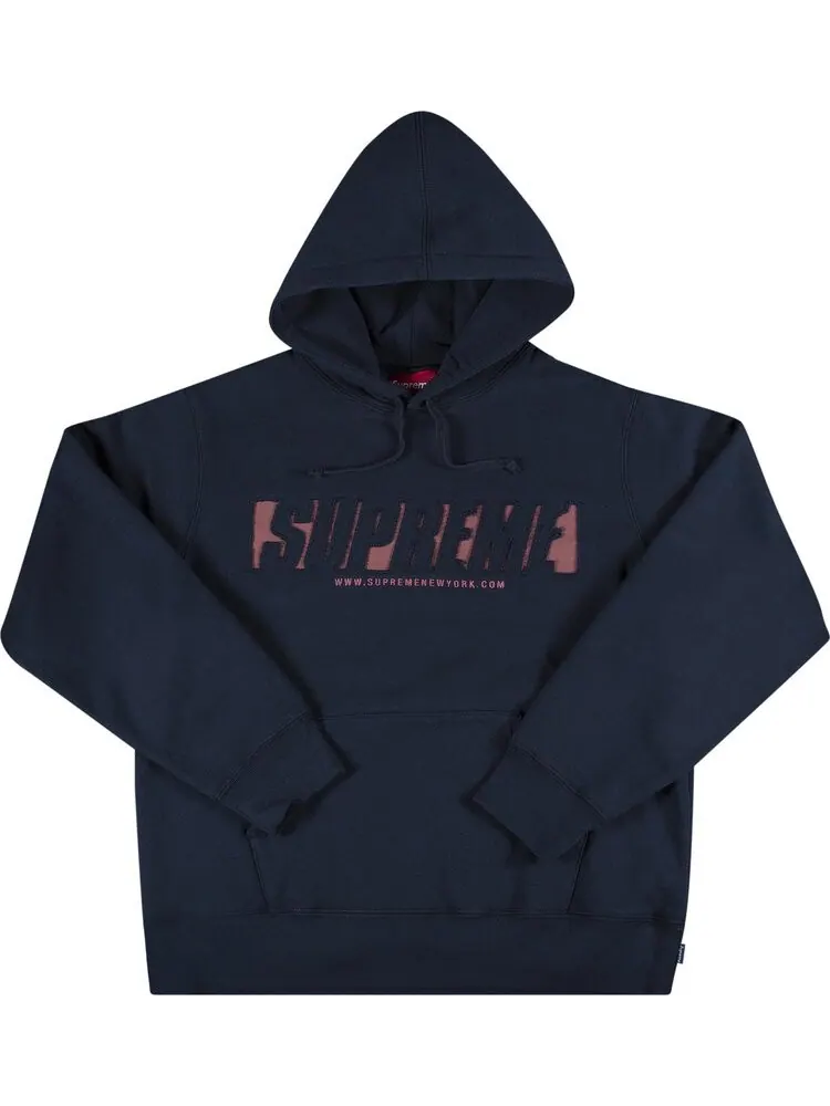 Толстовка Supreme Reflective Cutout Hooded Sweatshirt 'Navy' — изображение 1 из 2, синий