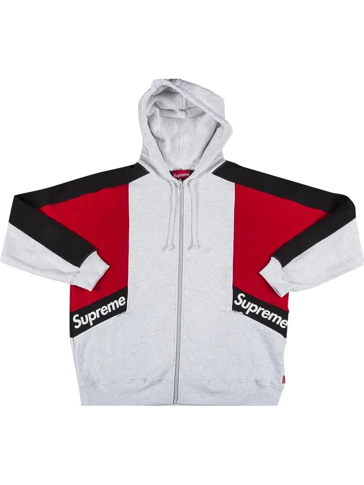 Толстовка Supreme Color Blocked Zip Up Hooded Sweatshirt 'Ash Grey' — изображение 1 из 2, серый