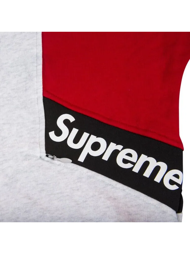 Толстовка Supreme Color Blocked Zip Up Hooded Sweatshirt 'Ash Grey' — изображение 2 из 2, серый