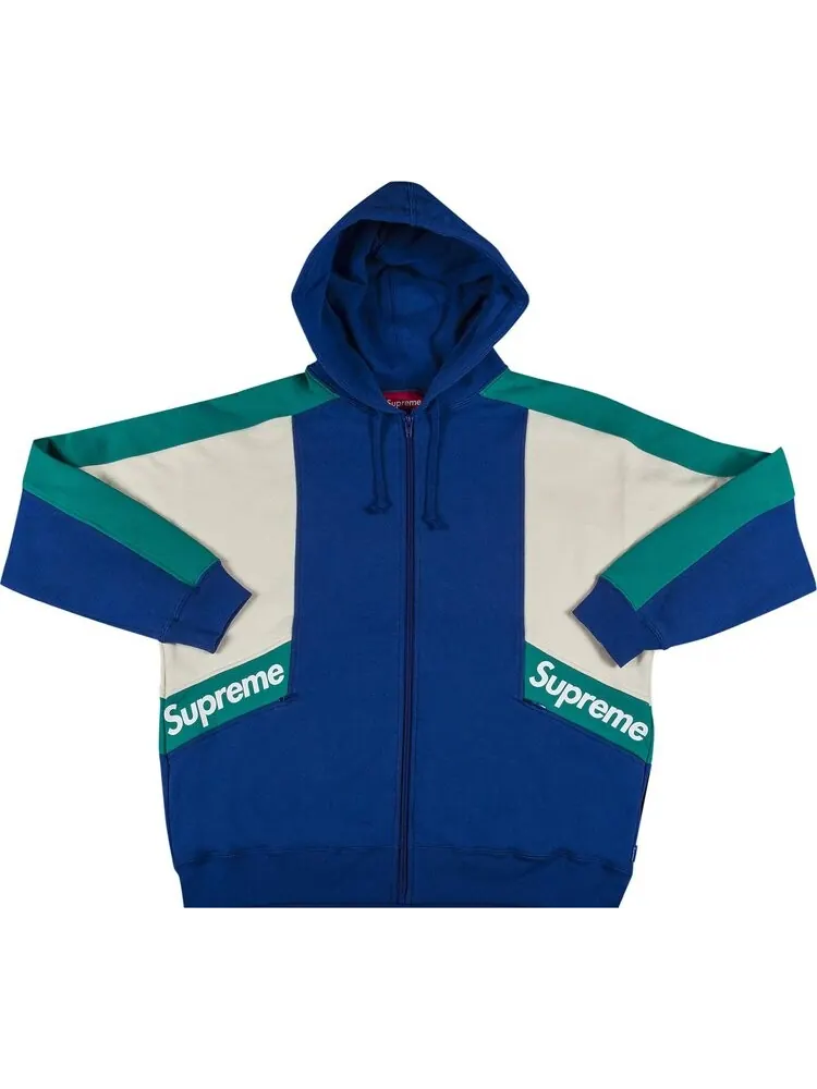 Толстовка Supreme Color Blocked Zip Up Hooded Sweatshirt 'Royal' — изображение 1 из 2, синий
