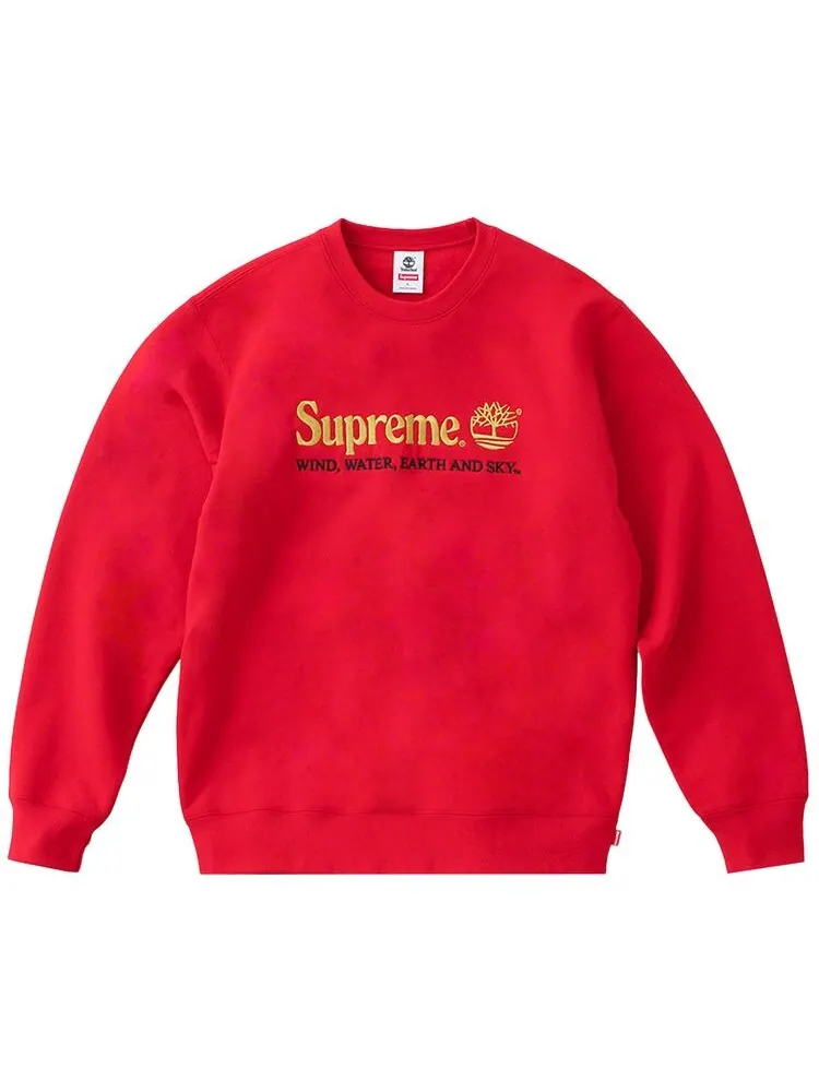 Толстовка Supreme x Timberland Crewneck Red — изображение 1 из 1, красный