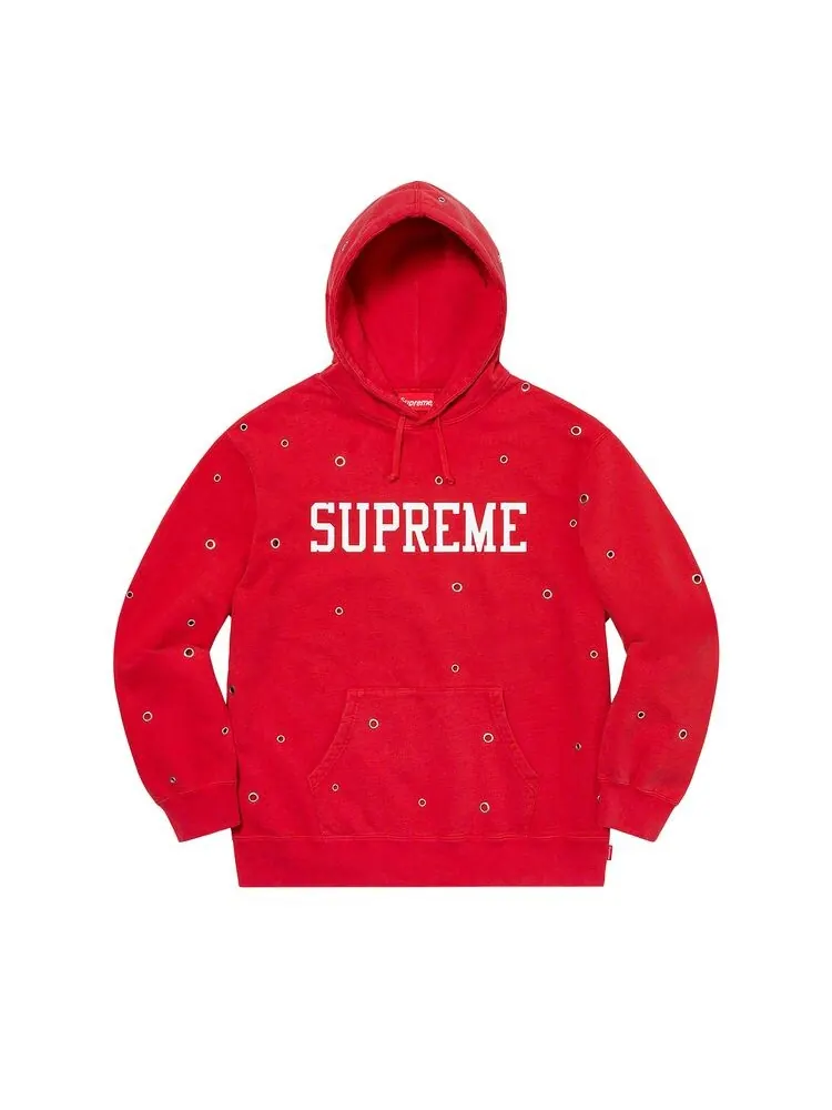 Толстовка Supreme Eyelet Hooded Sweatshirt Red — изображение 1 из 1, красный