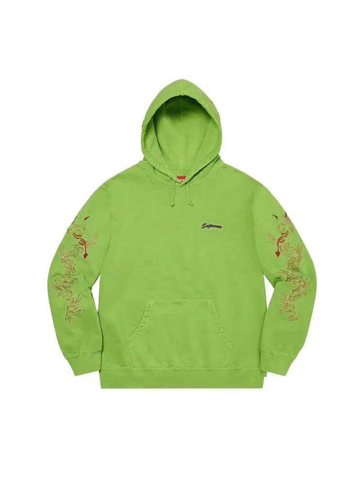 Толстовка Supreme Dragon Overdyed Hooded Sweatshirt Lime — изображение 1 из 2, лаймовый